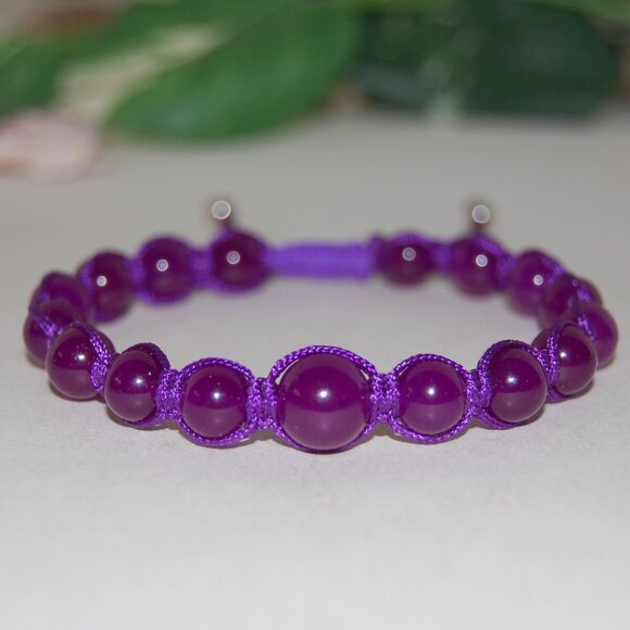 Burgundy Bracelet,Gemstone Bracelet,Drawstring Shamballa Bracelet,Gift - Picture 1 of 3